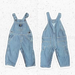 OshKosh B'Gosh Hickory Striped Pant Overalls Dungarees Sz 12M